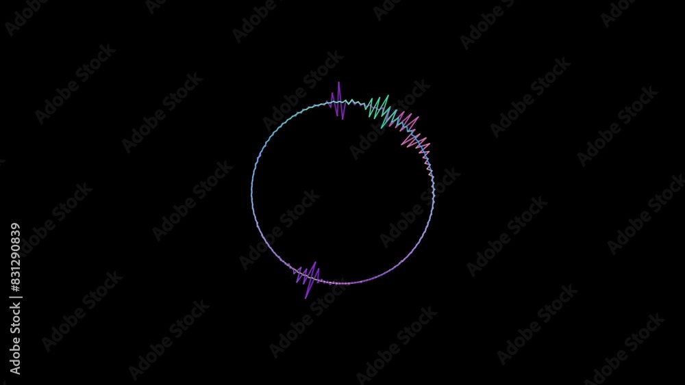 Audio music wave icon 4K movement on black screen background. Sound technology recorders circle icon illustration . Audio music wave icon 4K movement on black screen background. Sound technology recorders circle icon illustration .