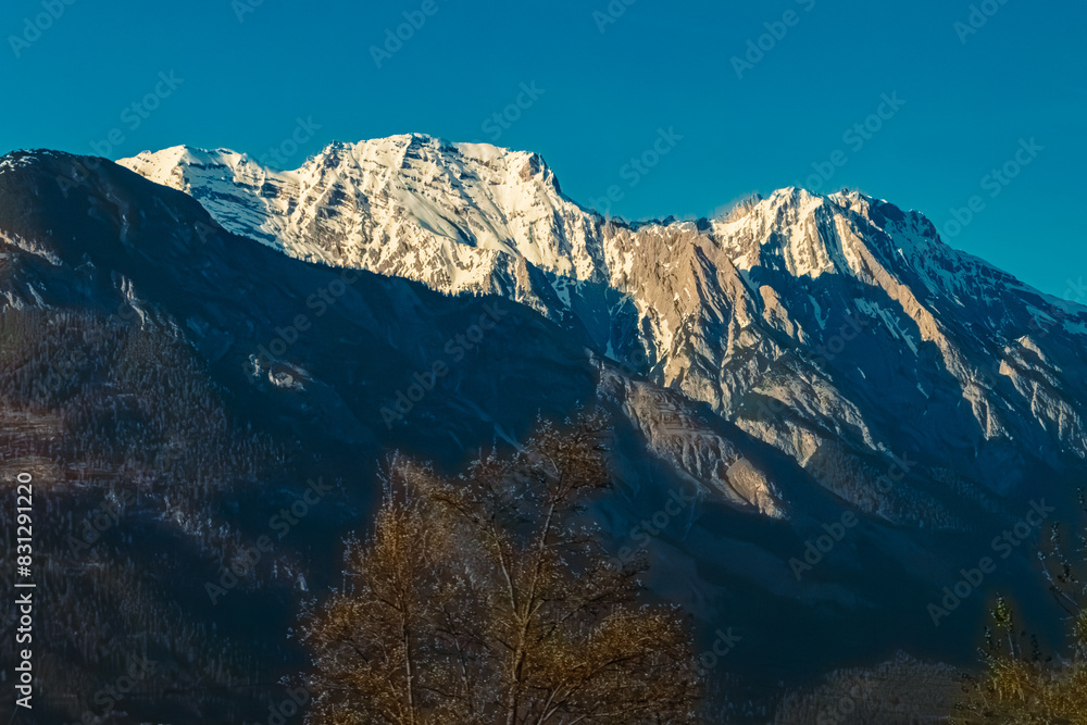 Alpine spring view with the famous Nordkette mountains at Innsbruck, Tyrol, Austria