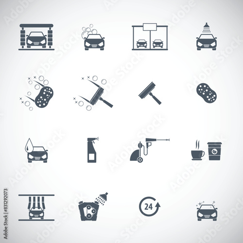 Car wash vector icon set
