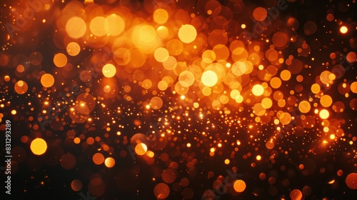 A bright orange background with many small circles