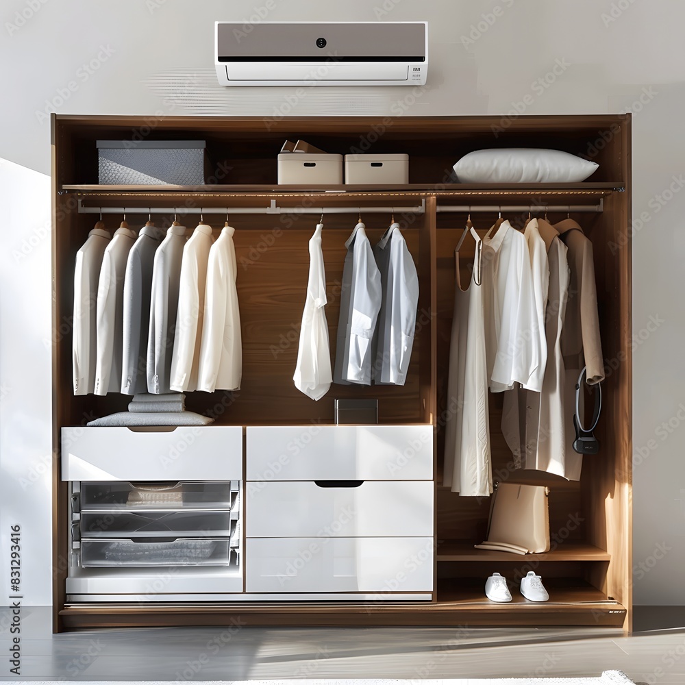 Create a sleek minimalist wardrobe with a built-in Create a sleek minimalist wardrobe with a built-in
