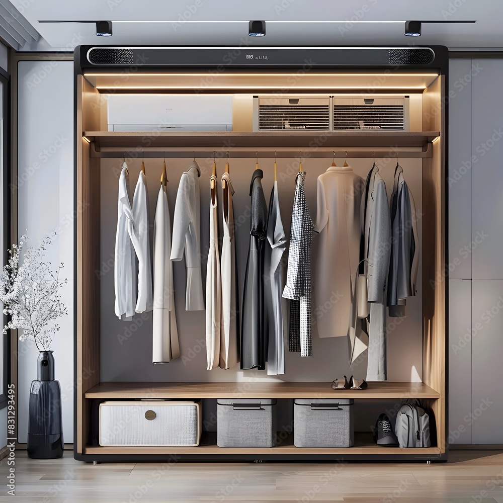 Create a sleek minimalist wardrobe with a built-in Create a sleek minimalist wardrobe with a built-in