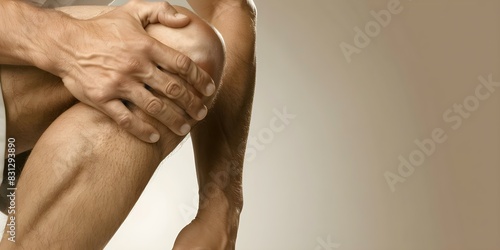 A man holding his knee in pain isolated on a white background. Concept Injury, Pain, Medical, Isolated, White Background