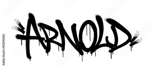 Sprayed Arnold name with overspray in black over white. Vector illustration. photo