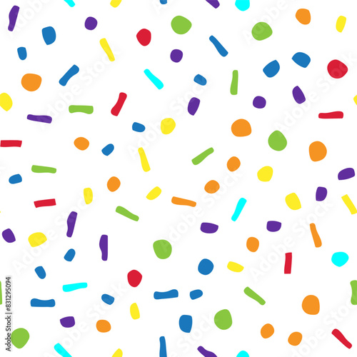 Yellow Vector Spot Birthday. Seamless Vintage Blob. Abstract Random Fun. Pink Flying Explosion Round. Rainbow Happy Polka Background. Small Pattern Baby Summer. Geometric Eps Dot Texture. Color Dot.