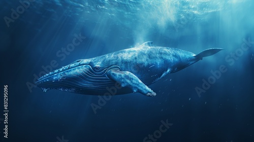 A whale is swimming in the ocean