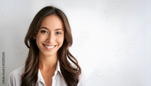 Portrait of a smiling woman on a white background