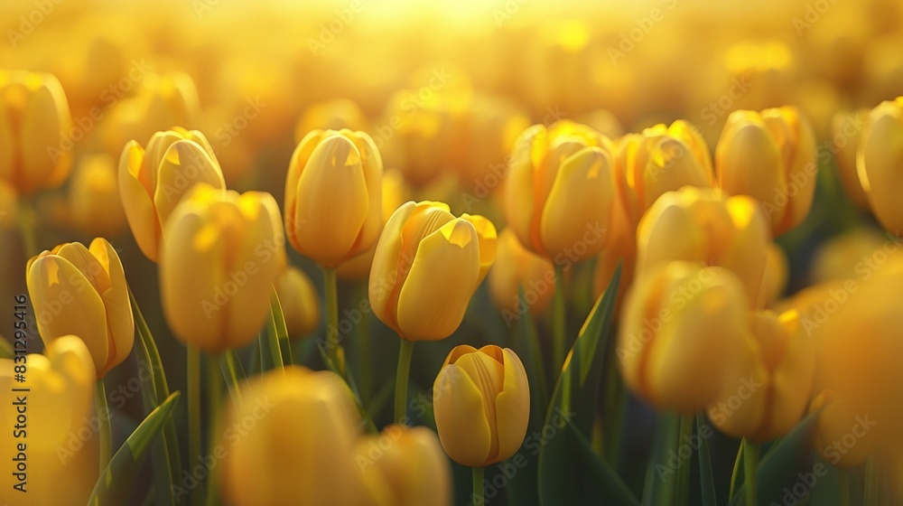 Obraz premium Yellow tulips field