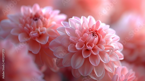 Pink dahlia blossoms in soft focus