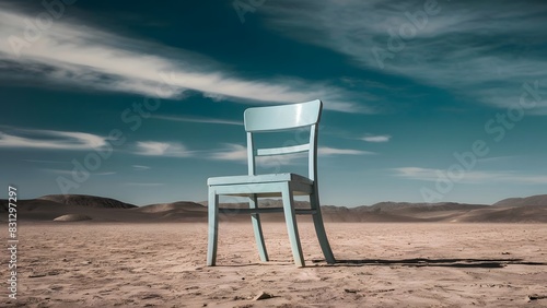 Isolated chair in a desert landscape