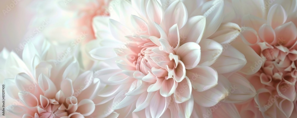 Soft pastel dahlias in full bloom, ideal for serene background