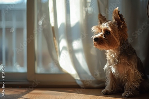 Small Dog Sitting in Front of Window