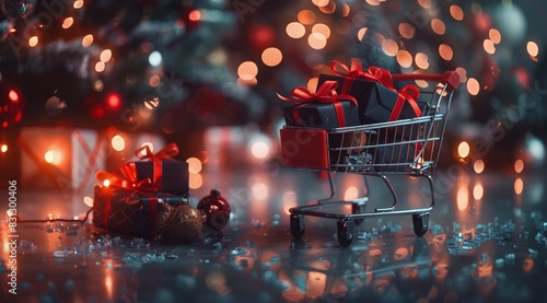 Shopping Cart With a Christmas Present