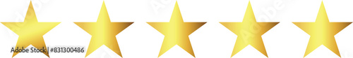 Five Star icon, Five stars rating icon, Five Star Golden Symbol, Customer Rating, Feedback