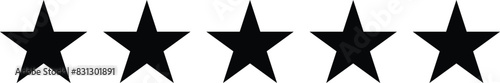 Five Star icon, Five stars rating icon, Five Star Black Symbol, Customer Rating, Feedback