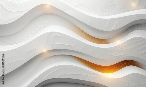 A white and gold wave pattern with a yellow stripe, illustrator background