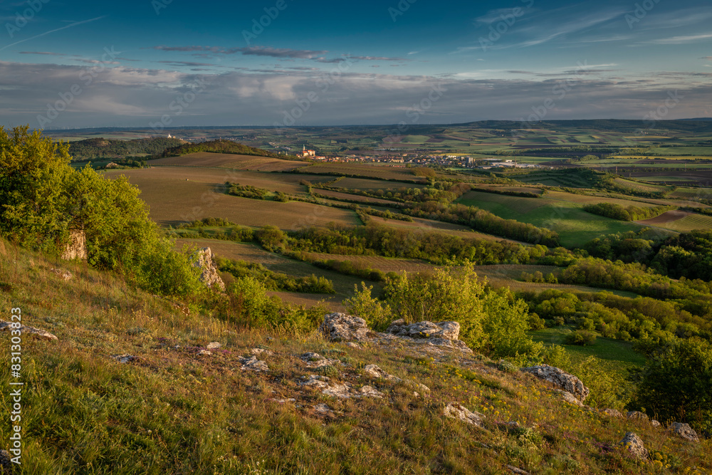 Fototapeta premium Color spring evening sunset near Klentnice village in south Moravia