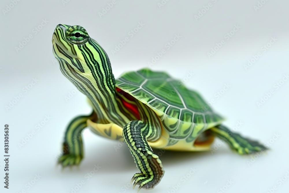 Fototapeta premium Vibrant green turtle figurine showcasing intricate patterns and textures