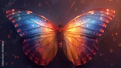 Majestic cosmic butterfly with starry wings