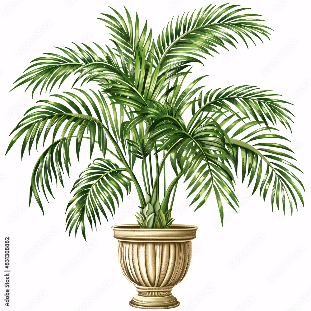 PNG illustration of a lush parlor palm with feathery green fronds in a decorative pot on a white background PNG illustration of a lush parlor palm with feathery green fronds in a decorative pot on a white background