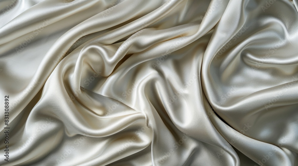 Fototapeta premium Soft white silver fabric background with a silky satin texture and a subtle, natural blur, ideal for an elegant look