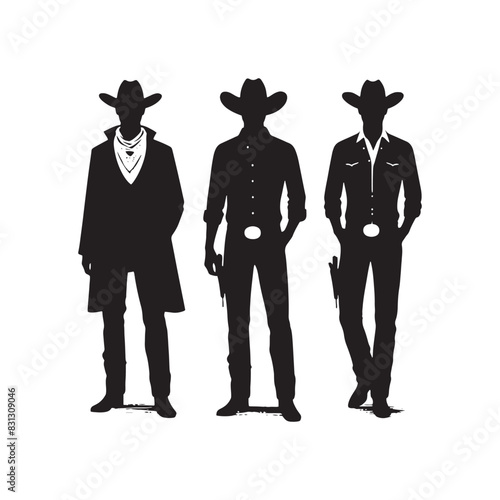 Minimalist cowboy outfit silhouette with traditional western clothing elements for versatile use - minimalist cowboy outfit vector
