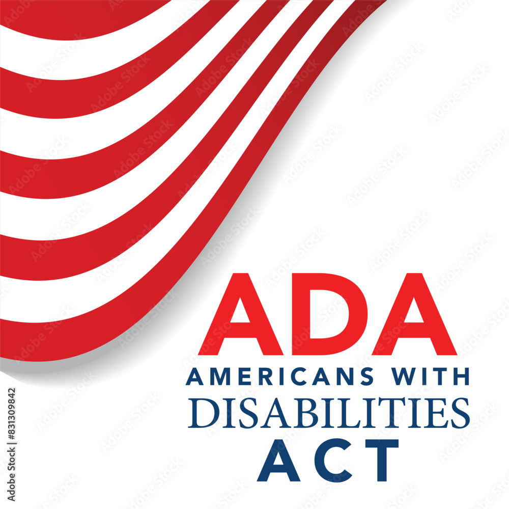 Americans with Disability Act. It features by American flag surrounded by different type of disabilities.ADA is a civil rights law that prohibits discrimination based on disability.Vector illustration Americans with Disability Act. It features by American flag surrounded by different type of disabilities.ADA is a civil rights law that prohibits discrimination based on disability.Vector illustration