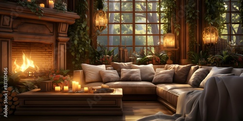 Luxury living room virtual backgrounds for vtuber streams cozy and atmospheric. Concept Luxury Living Room, Virtual Backgrounds, VTuber Streams, Cozy Atmosphere