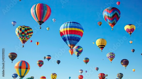 A sky filled with colorful hot air balloons during the Albuquerque International Balloon Fiesta © Thanawat_Suesoypan