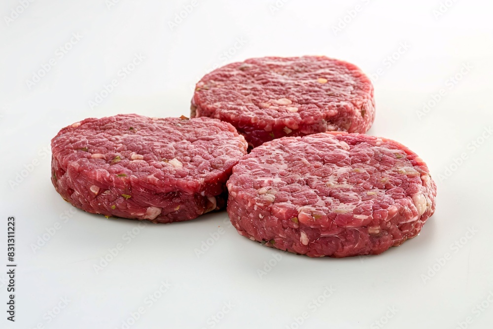 a group of raw burger patties