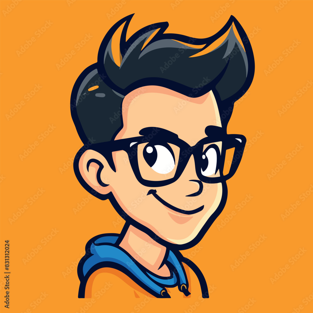 Geek boy cartoon vector illustration