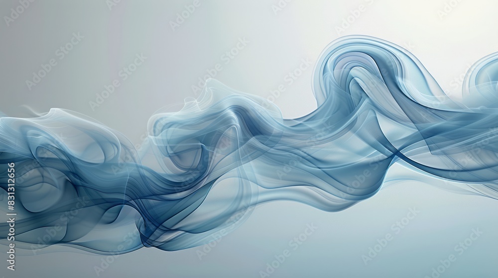 Blue Wave of Smoke on White Background Blue Wave of Smoke on White Background