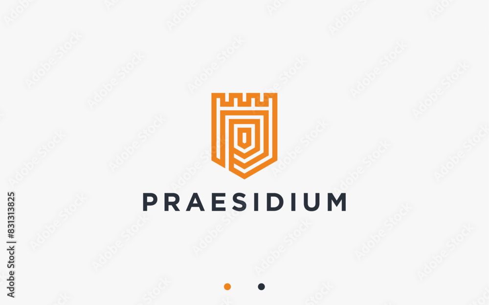 Fototapeta premium letter p with castle logo design vector silhouette illustration
