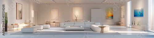 luxurious minimalist living room with a gallery-like atmosphere