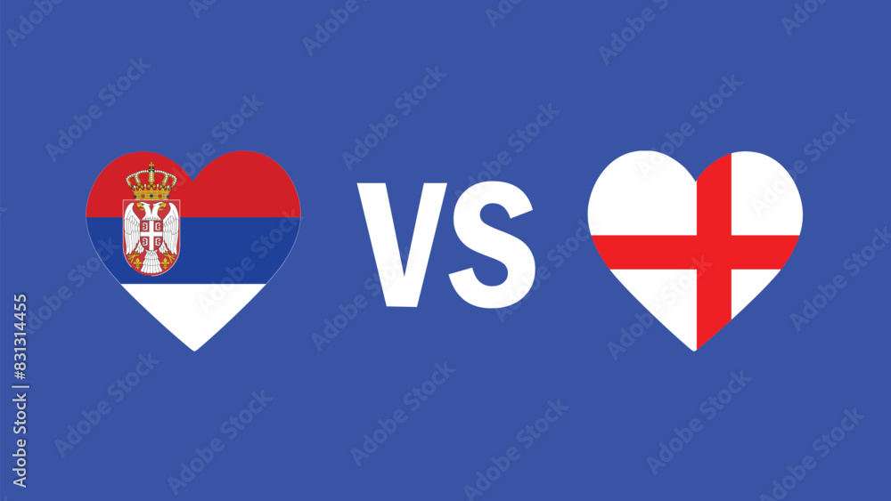 Serbia And England Match Design Heart Flag European Nations 2024 Teams Countries European Germany Football Symbol Logo Vector Illustration Serbia And England Match Design Heart Flag European Nations 2024 Teams Countries European Germany Football Symbol Logo Vector Illustration