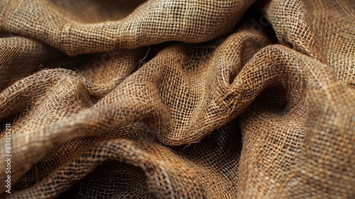 a ripped brown burlap fabric. Brown texture background. Old vintage burlap texture banner background. 