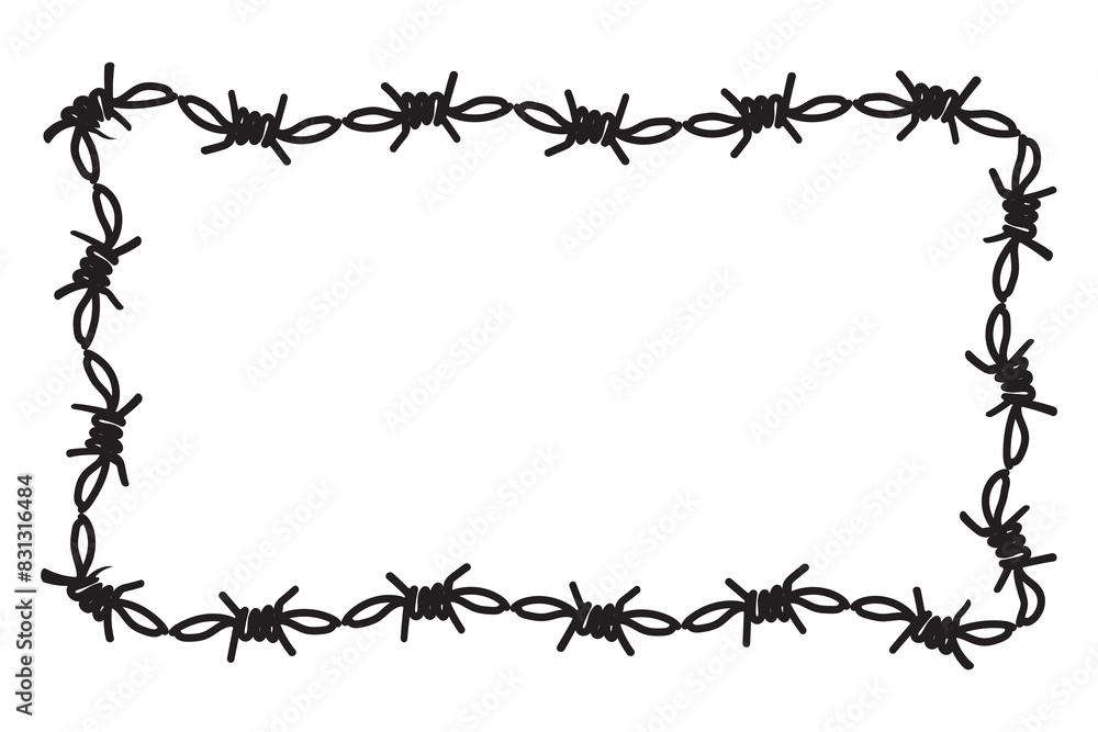 Ταπετσαρία Twisted barbed wire silhouettes Steel black wire barb fence frames