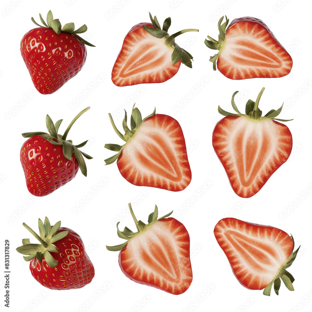 Isolated PNG Strawberry Fruit, GENERATIVE AI Isolated PNG Strawberry Fruit, GENERATIVE AI