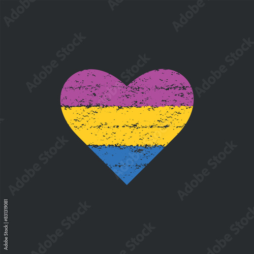 Grunge pride LGBT flag. Abstract hand drawn heart painted with brush strokes. Vector illustration isolated on black background.