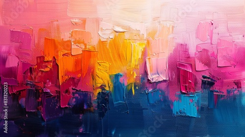 Colorful acrylic painting with a rich texture and a dynamic blend of vivid hues