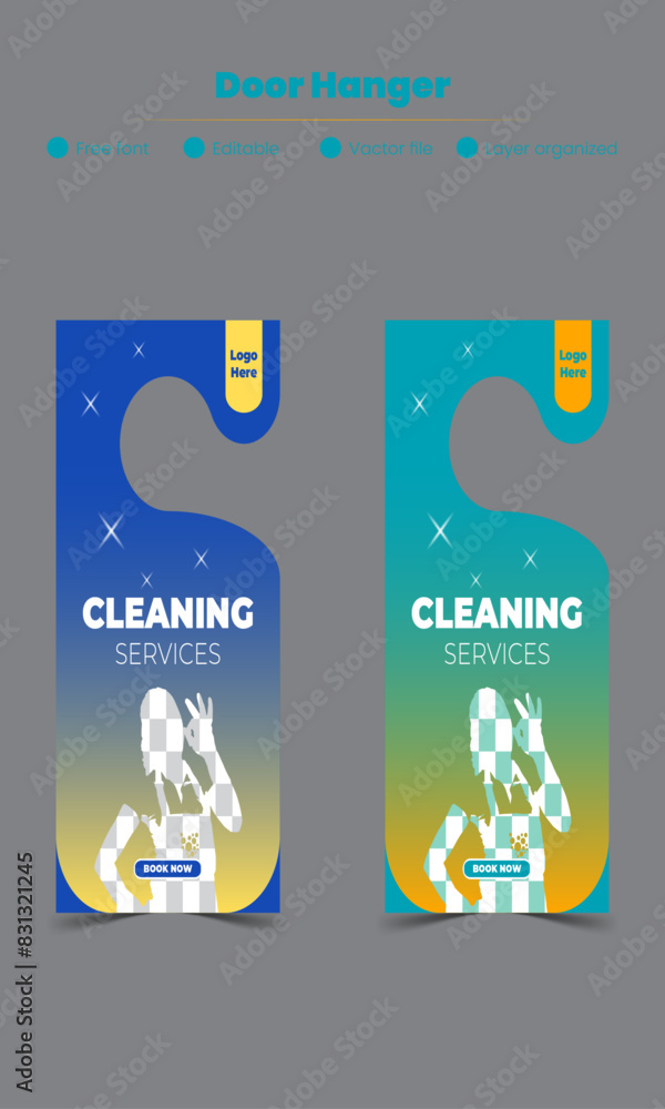 Naklejka premium Modern door hanger design template