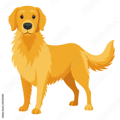 A cartoon brown dog is depicted on a white background