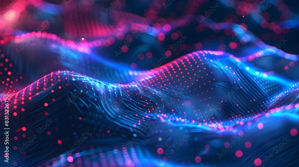 Vibrant Neon Waves of Futuristic Digital Energy in a Captivating Cosmic Visualization Vibrant Neon Waves of Futuristic Digital Energy in a Captivating Cosmic Visualization