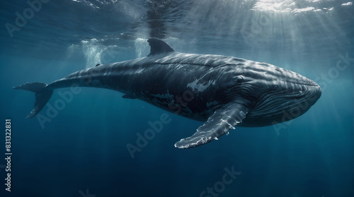 Blue whale underwater  whale  sea  ocean