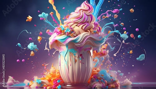 Delicious milkshake explosion photo