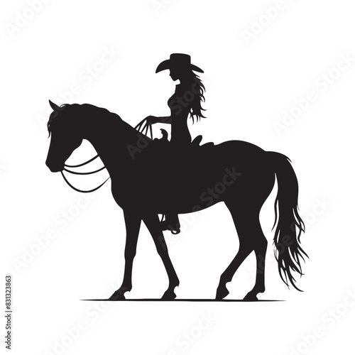 Cowgirl Horse Riding Silhouette - Endless Adventure - Cowgirl Horse Riding Illustration
