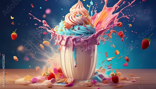 Delicious milkshake explosion photo