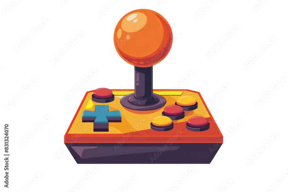 Illustration of a colorful retro joystick with buttons, perfect for video game themes and vintage arcade designs Illustration of a colorful retro joystick with buttons, perfect for video game themes and vintage arcade designs