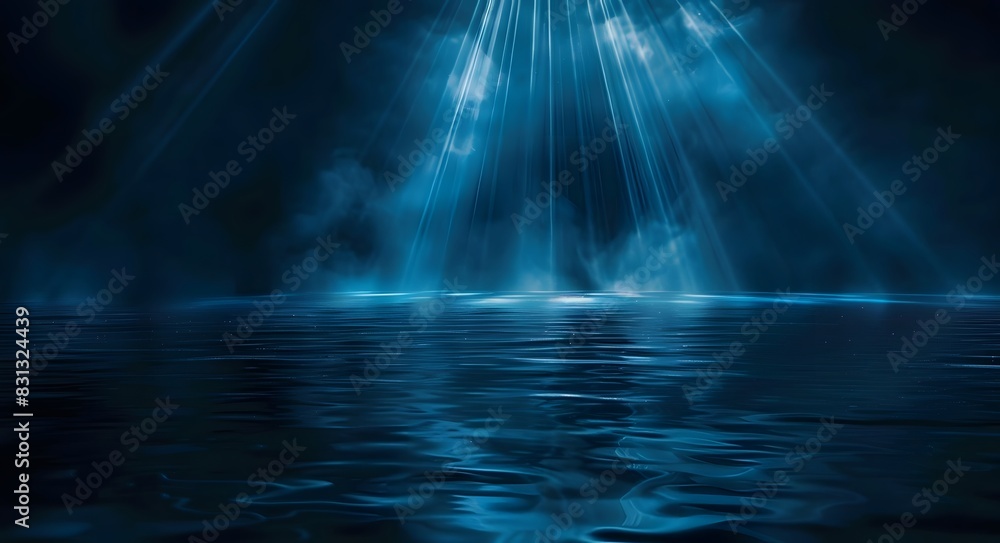 Fototapeta premium Abstract Blue Background with Laser Light and Neon Lines