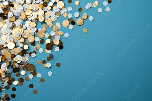 Wallpaper Mural A blue background with gold and white confetti, with copy space Torontodigital.ca
